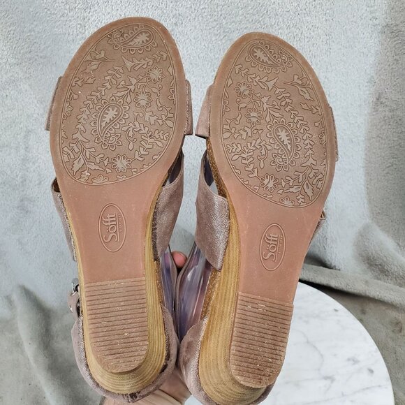 Sofft Shoes Womens Size 9 Brown Leather Vara Wedge Strappy Sandals - Picture 9 of 10